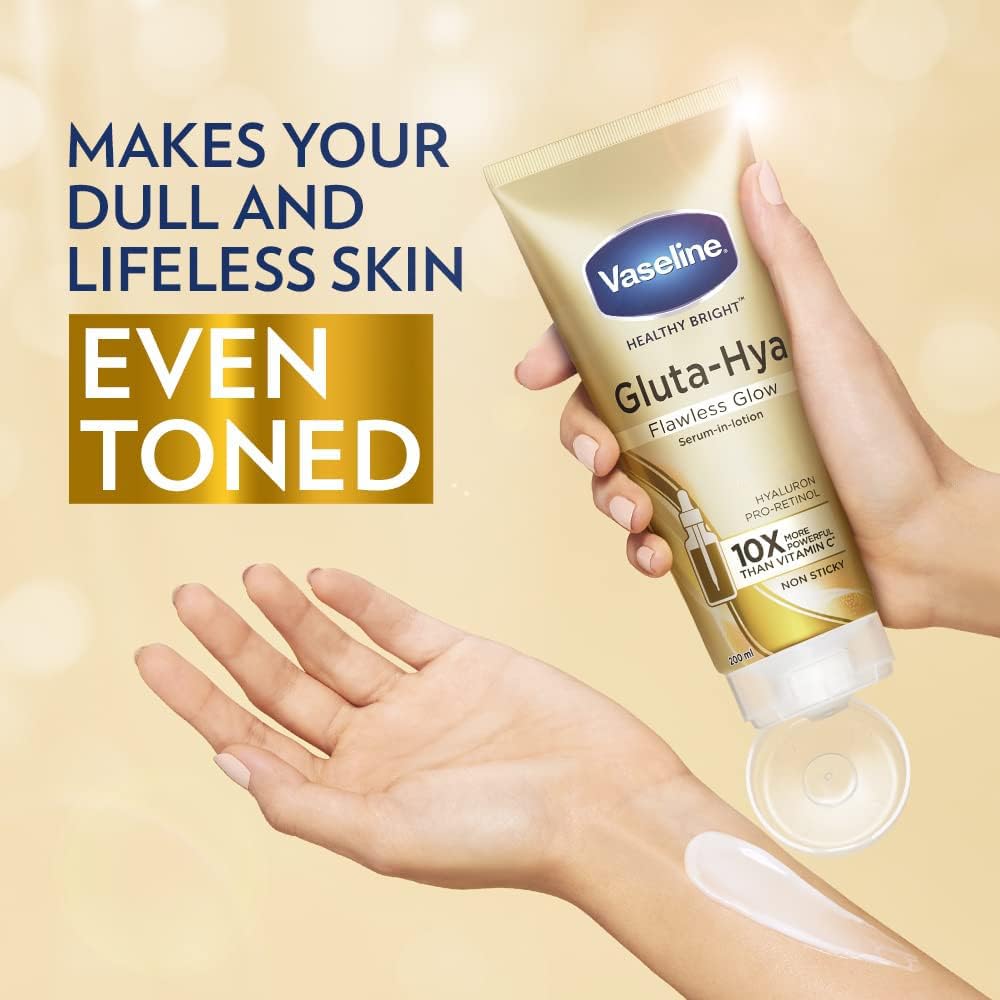 Vaseline Gluta-Hya Flawless Glow Lotion for Face & Body | Gives Brighter Skin