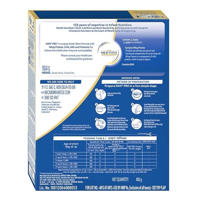 NAN PRO Stage 1 Infant Formula Milk Powder for babies (Up to 6 months)
