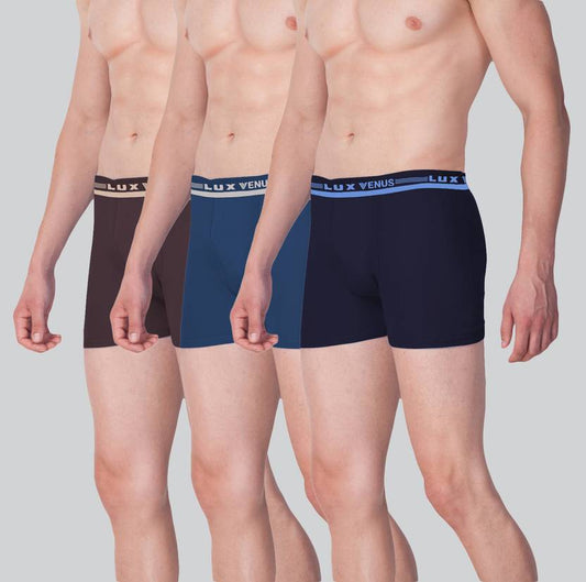 Pack of 3 Men's Solid Trunk: Pure Cotton, Inner Elastic