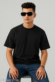 Men's Black Cotton T-Shirt with Barcode Back Print