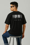 Men's Black Cotton T-Shirt with Barcode Back Print