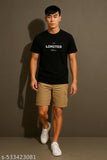 Men's Black Graphic T-Shirt Round Neck